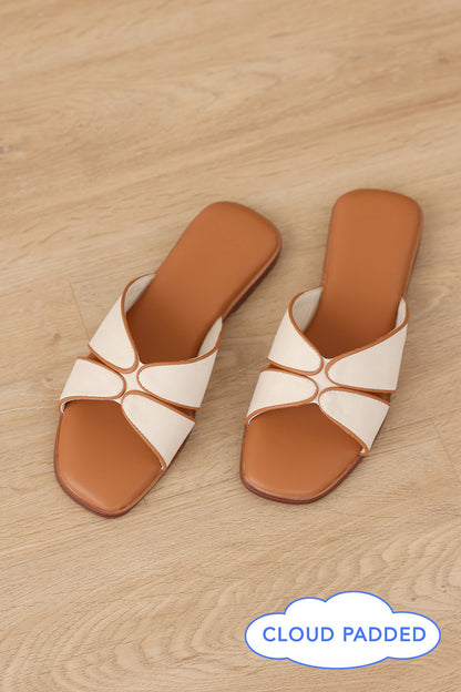 Celestia Contrast Sliders in Ivory Tan