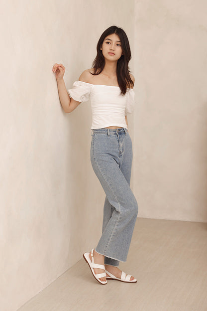 Charleey Irregular Strap Cloud Sandals in Cream