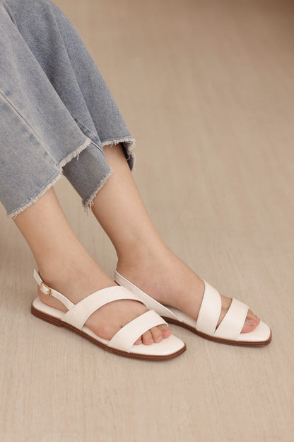 Charleey Irregular Strap Cloud Sandals in Cream