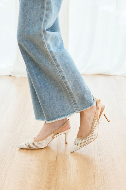 Deiji Flyknit Slingback Heels in White Contrast