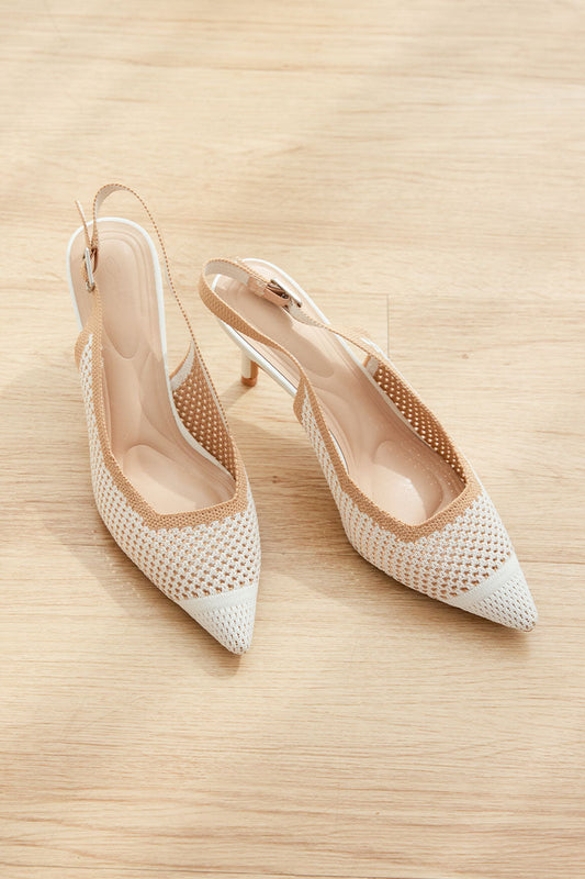 Deiji Flyknit Slingback Heels in White Contrast