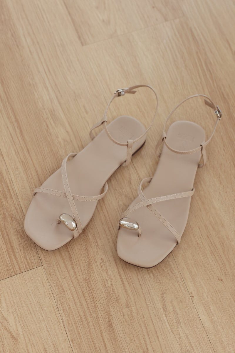 Delara Hardware Strappy Sandals in Taupe