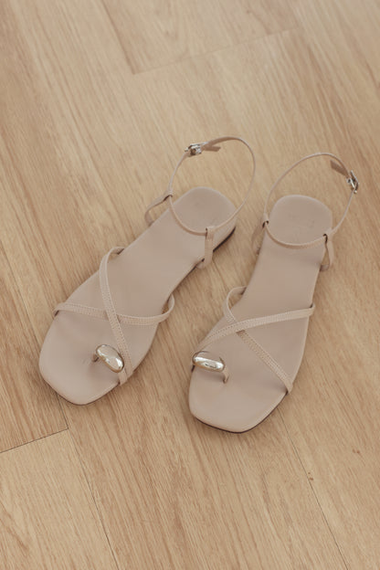 Delara Hardware Strappy Sandals in Taupe