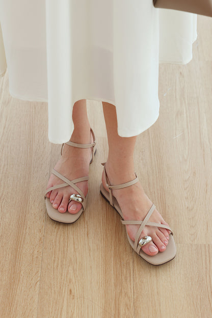 Delara Hardware Strappy Sandals in Taupe