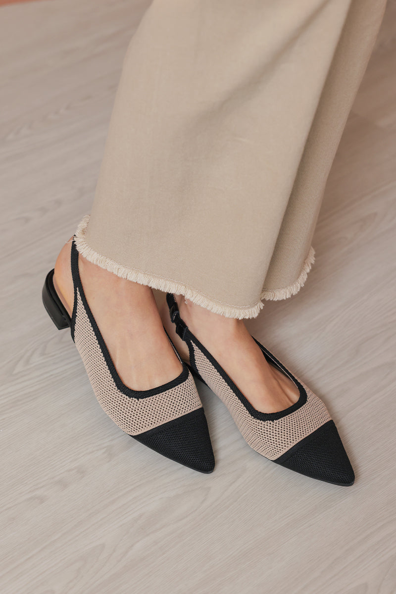 Dixie Cloud Flyknit Slingback Flats in Black Contrast