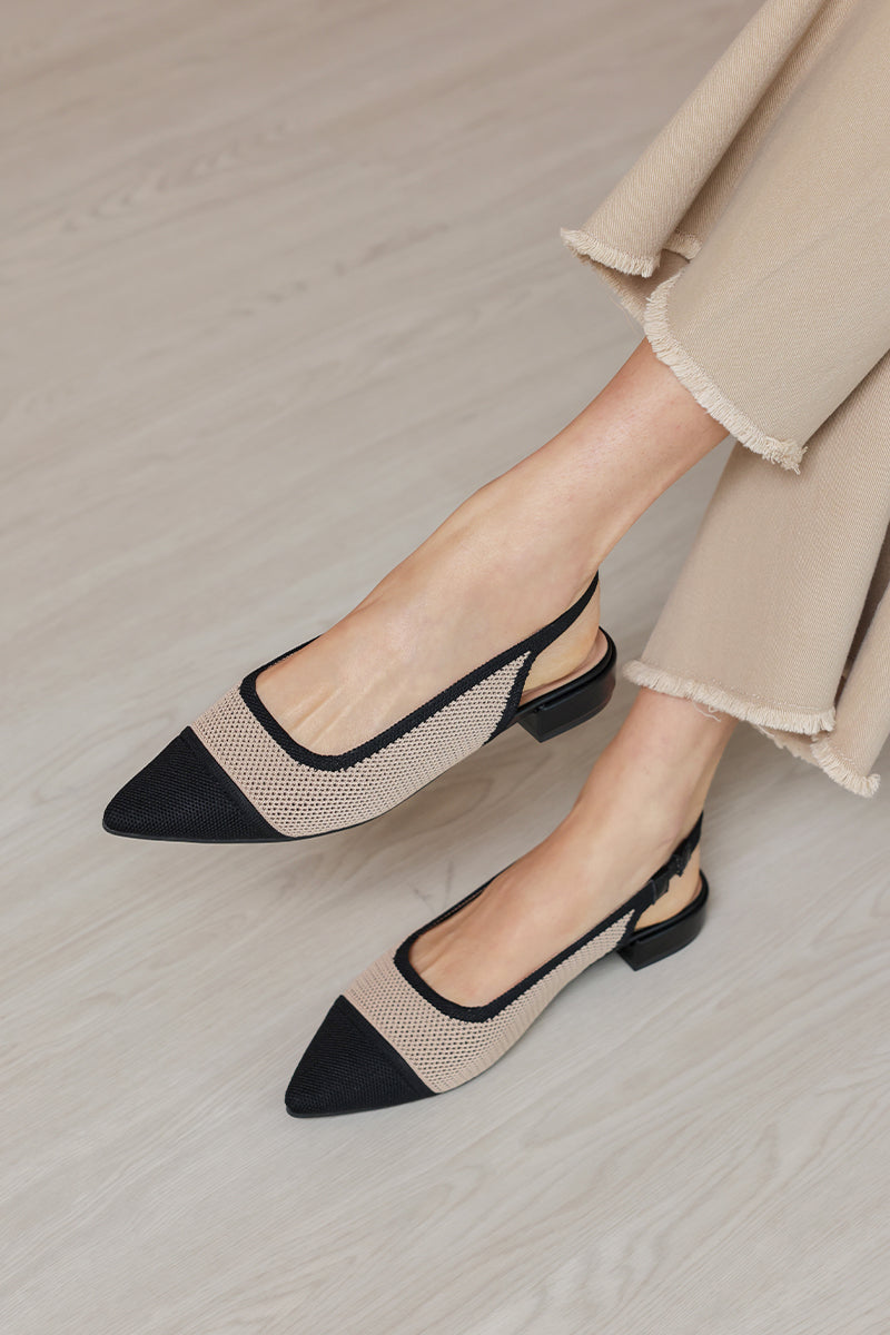 Dixie Cloud Flyknit Slingback Flats in Black Contrast