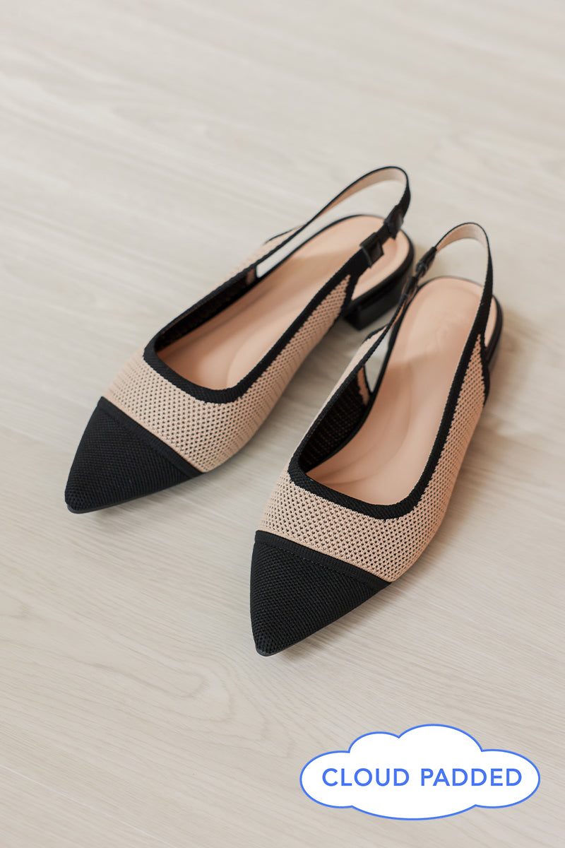 Dixie Cloud Flyknit Slingback Flats in Black Contrast