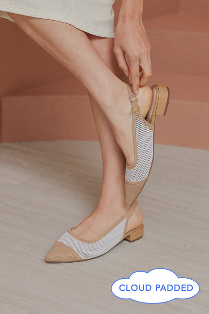 Dixie Cloud Flyknit Slingback Flats in Nude Contrast