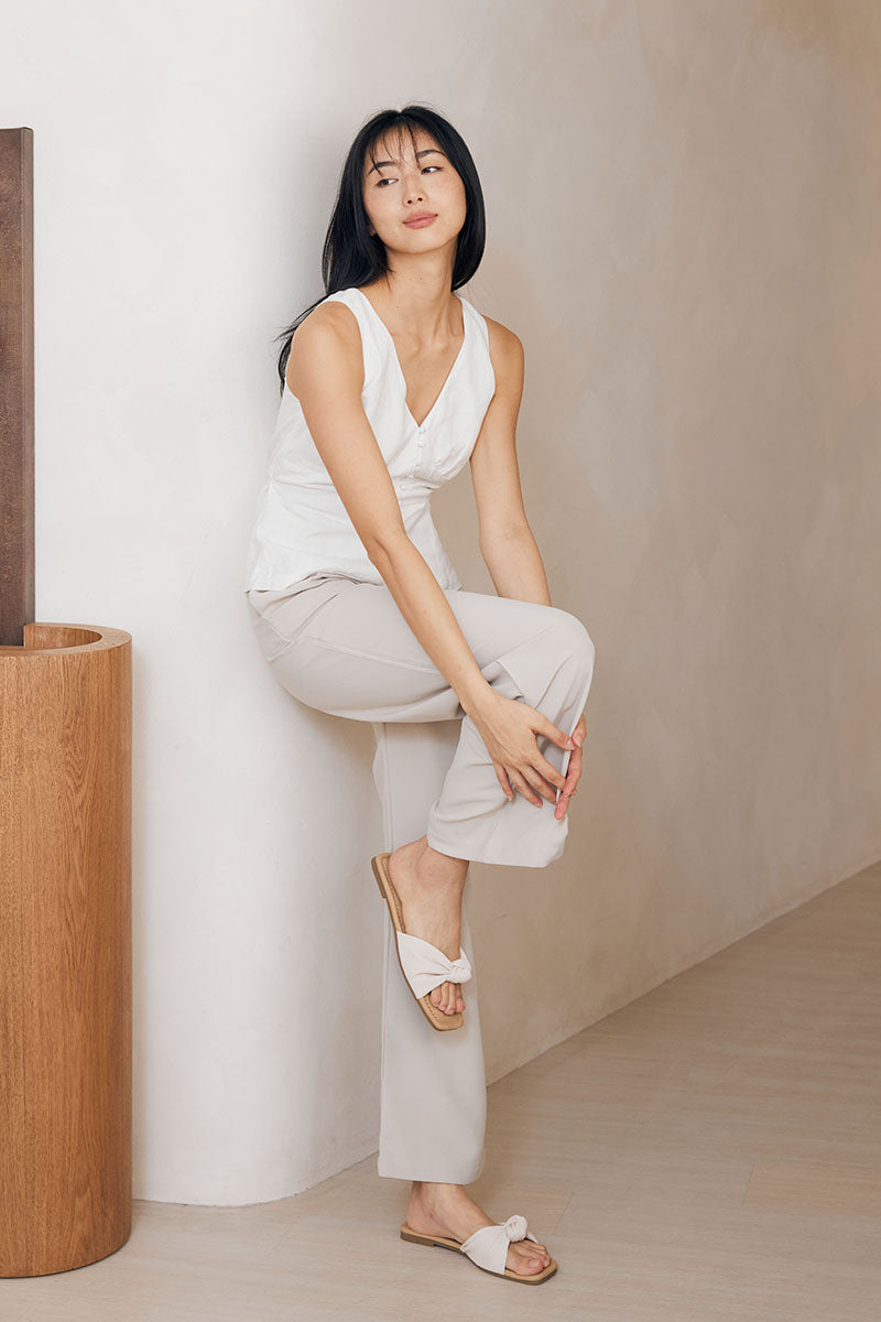 Emmie Knotted Sliders  in Cream Waterproof Corduroy