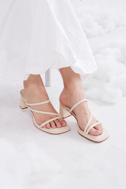 Haruna Strappy Cloud Heels in Cream