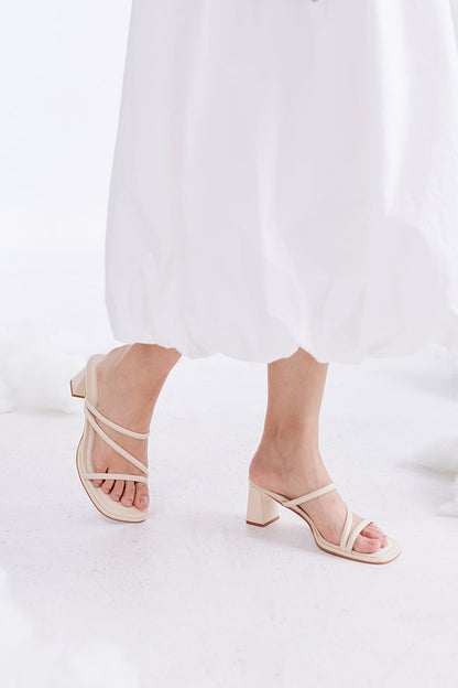Haruna Strappy Cloud Heels in Cream