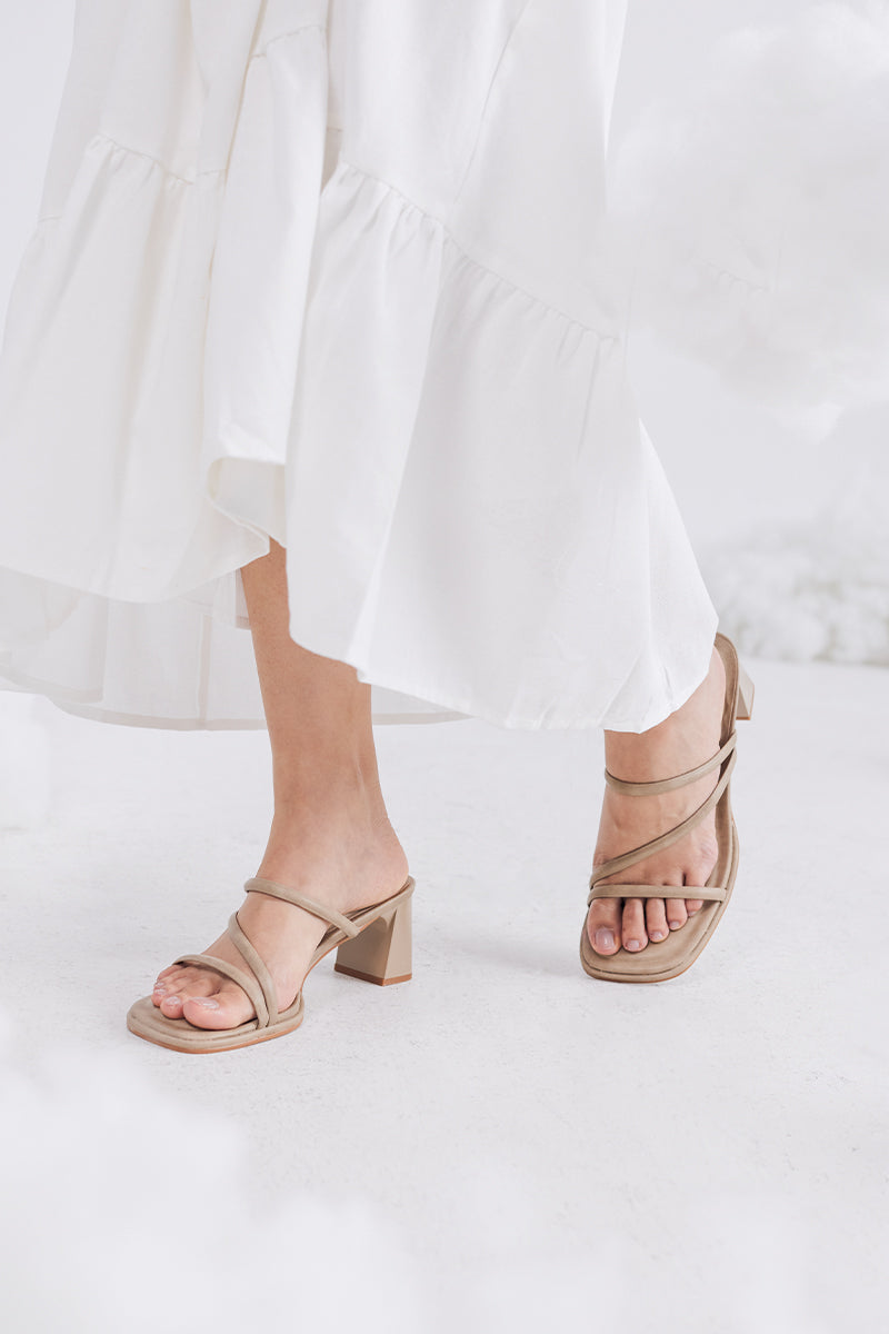 Haruna  Strappy Cloud Heels in Taupe