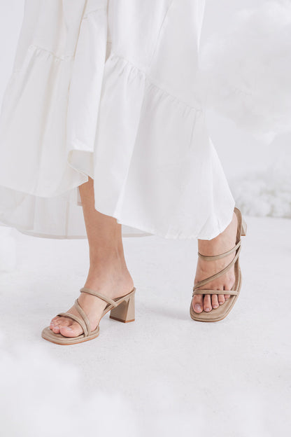 Haruna  Strappy Cloud Heels in Taupe