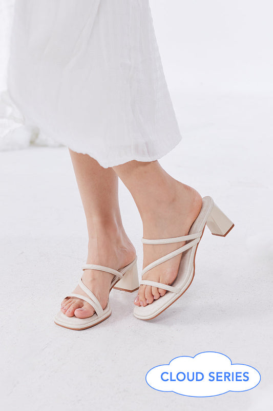 [PRE-ORDER] Haruna Strappy Cloud Heels in Waterproof Linen