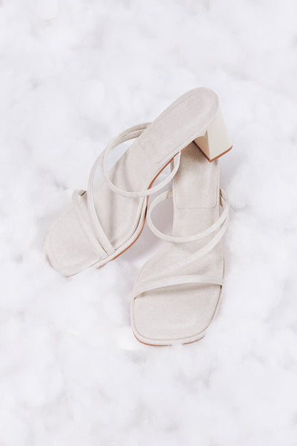 Haruna Strappy Cloud Heels in Waterproof Linen