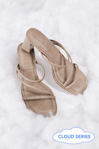 Haruna  Strappy Cloud Heels in Taupe