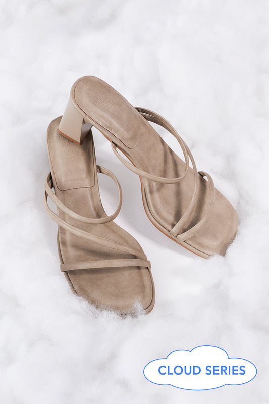 Haruna  Strappy Cloud Heels in Taupe