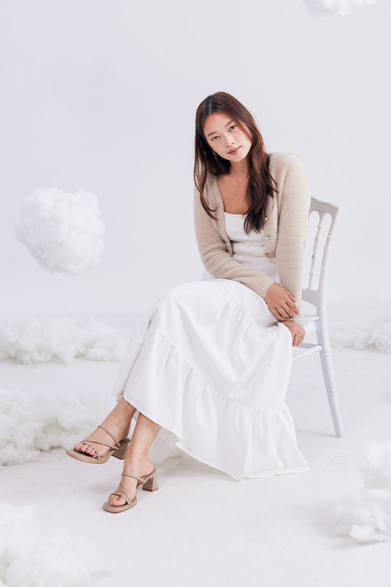 Haruna  Strappy Cloud Heels in Taupe