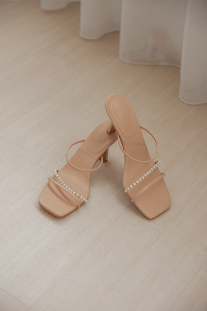 Henesey Pearl Strappy Heels in Nude