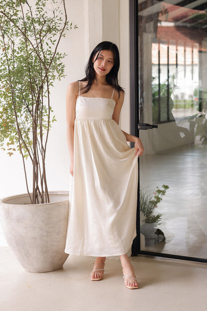 Irene Cloud Pearl Vinyl Strap Heels in Beige