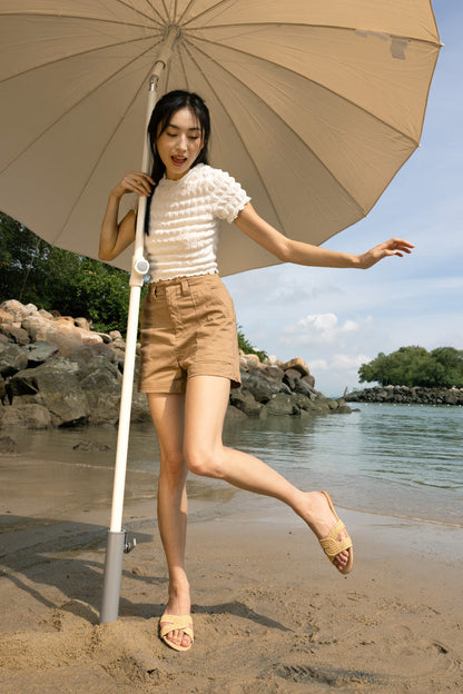 Josette Rattan Interlocking Sliders in Cream
