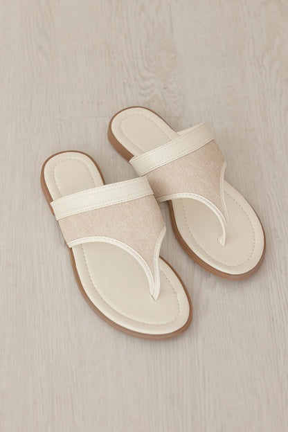 Kairi Thong Sandals in Cream / Waterproof Linen