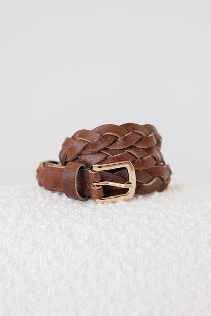 Karl Braided Leather Belt in Caramel