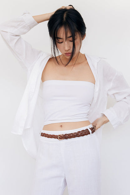 Karl Braided Leather Belt in Caramel