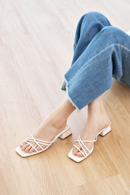 Keely Strappy Block Heels in Cream