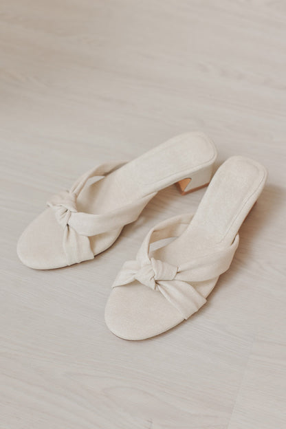 Khloe Knotted Block Heels in Waterproof Linen