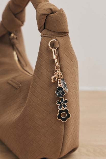 Kyoto Knotted Weaved Shoulder Bag in Camel