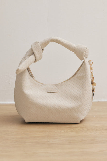 Kyoto Knotted Weaved Shoulder Bag in Cream