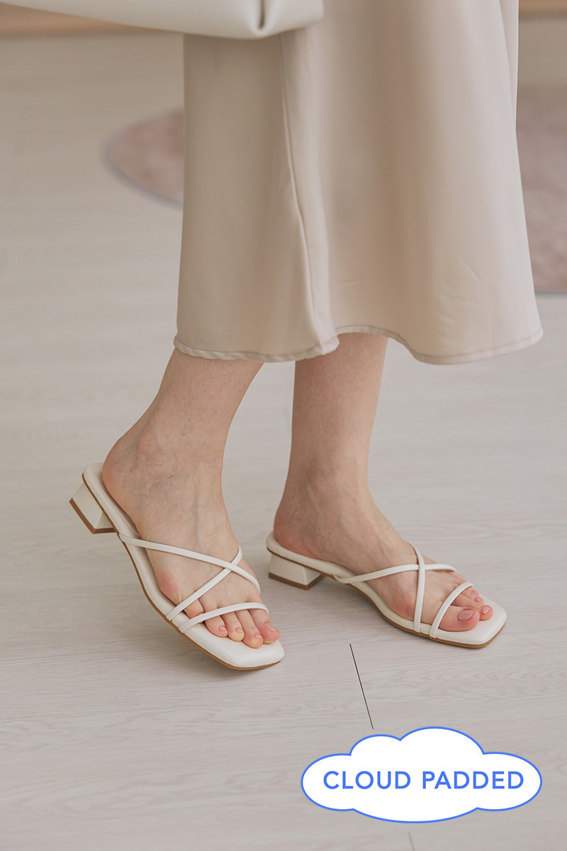 Lenix Strappy Cloud Block Heels in Cream