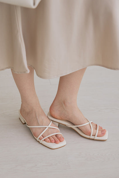 Lenix Strappy Cloud Block Heels in Cream