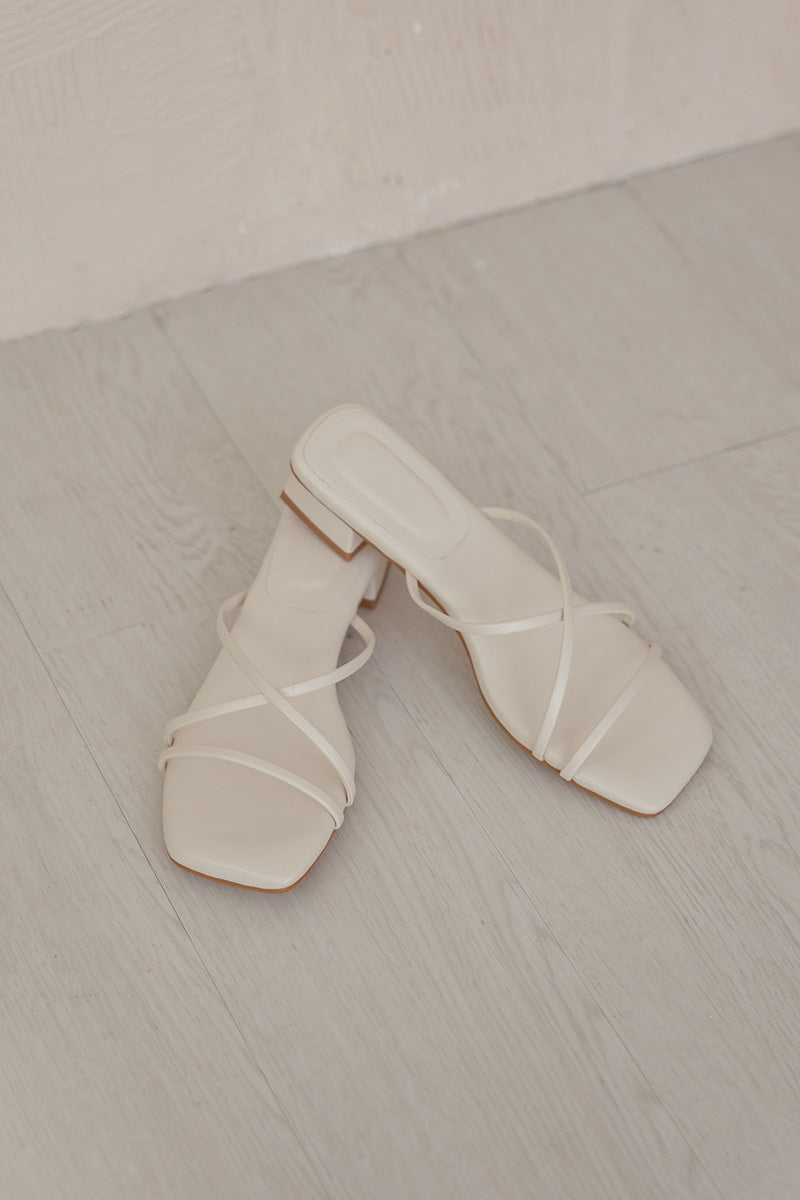 Lenix Strappy Cloud Block Heels in Cream