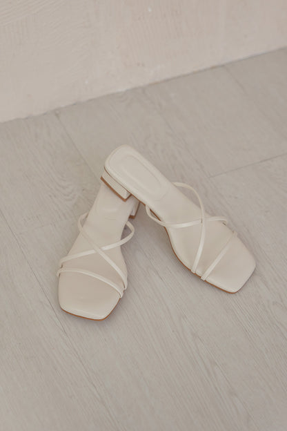 Lenix Strappy Cloud Block Heels in Cream