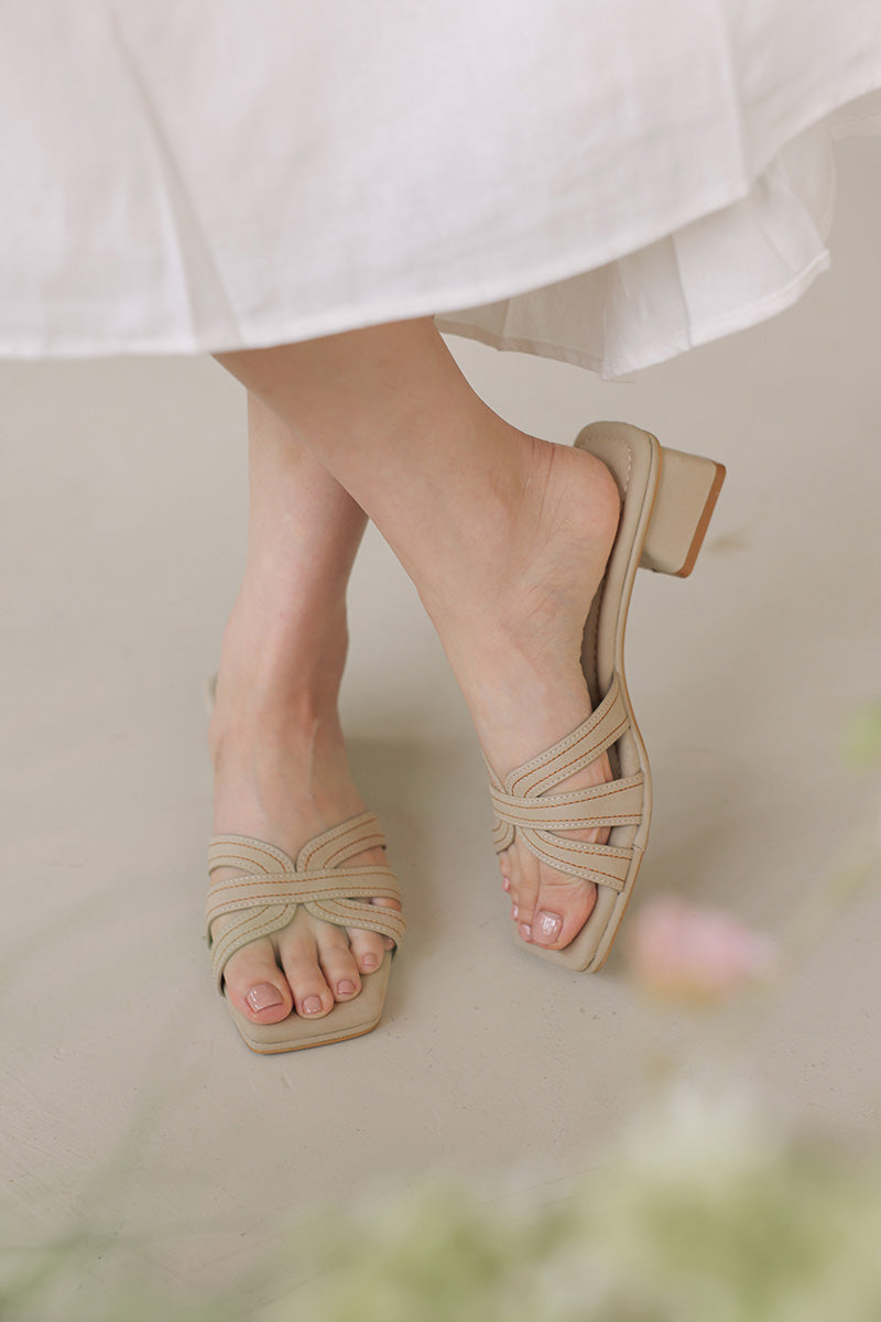 Leonora Cloud Heels in Taupe Waterproof Suede