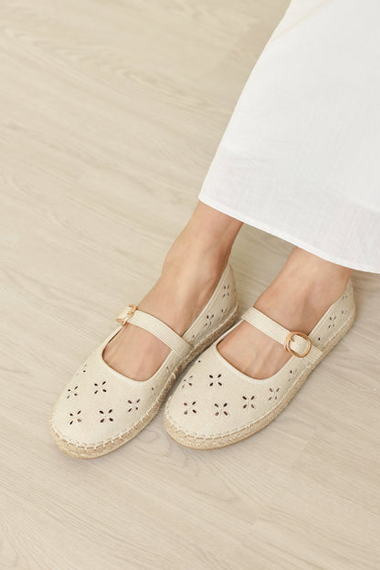 Loretta Maryjane Espadrille Flats in Waterproof Linen Embroidery