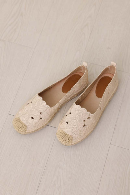 Maris Floral Espadrille in Cream