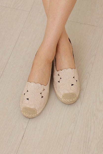 Maris Floral Espadrille in Cream