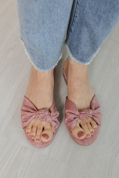 Marisse Knotted Sliders in Waterproof Satin Pink