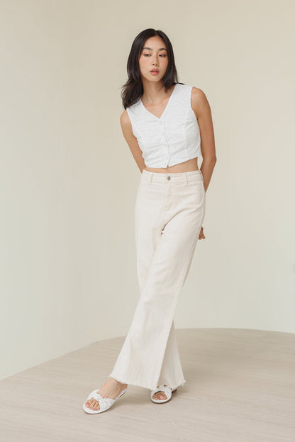 Marisse Knotted Sliders in Waterproof Satin Cream