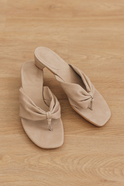 Nixie Thong Block Heels in Ash Suede