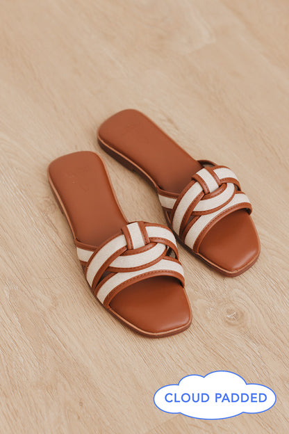 Nyla Cloud Contrast Sliders in Tan