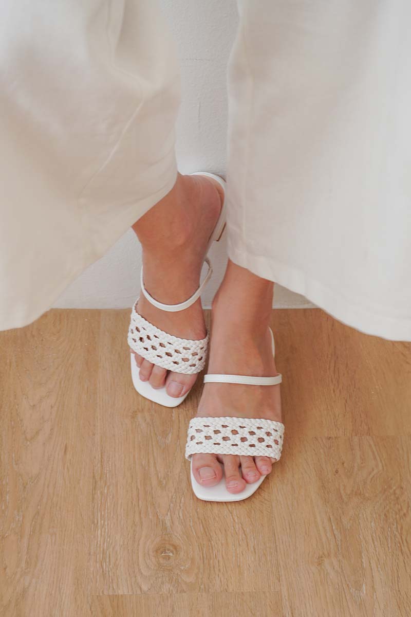 Opaline Hand-woven Sandals in Cream