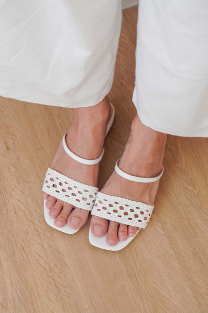 Opaline Hand-woven Sandals in Cream