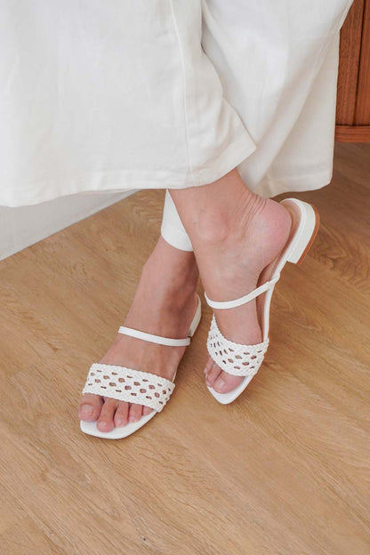 Opaline Hand-woven Sandals in Cream