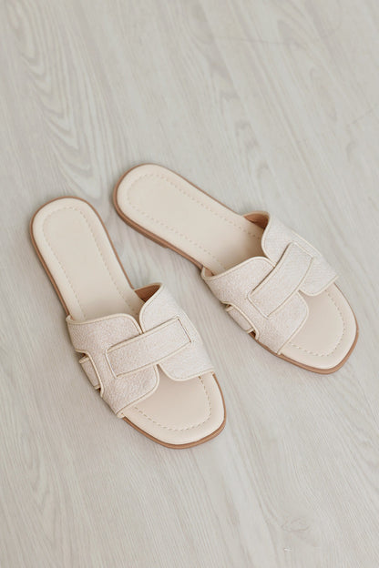 Rayla Interlocking Sliders in Waterproof Rattan Cream