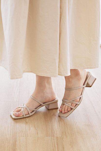 Roisin Strappy Block Heels in Taupe