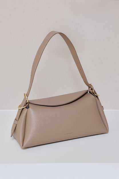 Roma Shoulder Bag in Taupe Pebbled
